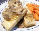 American Herb Crusted Tofu With Mushroom Gravy Appetizer