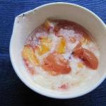 Australian Yogurt to Peaches in Syrup Dessert