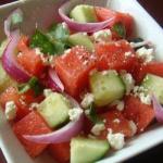 American Salad of Watermelon Cucumber and Feta Cheese Appetizer