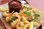 British Beerbattered Prawns With Tomato And Chilli Relish Recipe Appetizer