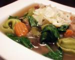 Italian Chicken Tortellini Soup With Mushrooms and Spinach Dinner