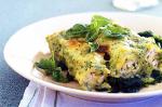 Italian Basil Chicken Cannelloni On Wilted Spinach Recipe Dinner