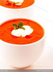 British Augustas Chilled Tomato Soup with Basil Cream 2 Soup