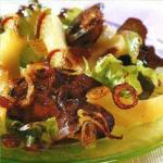 Canadian Chicken Liver and Apples on Oakleaf Salad Appetizer