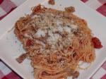 American Spaghetti Topped With Crispy Bacon and Breadcrumbs Dinner