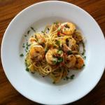 American Chilli Prawn Pasta with Garlic and Ginger Dinner
