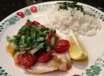 American Poached Halibut With Tomato and Basil Dinner