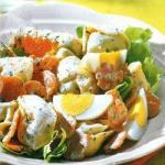 Italian Tortellini Salad with Carrot Flowers and Herbs Cream Dressing Appetizer