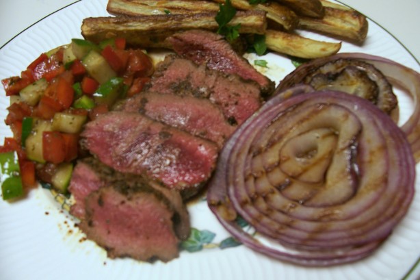 American Cowboy Coffee Rubbed Steak Wfresh Chopped Veggie Salad Appetizer