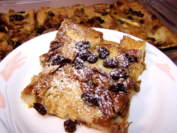 French Amaretto Raisin Ovenbaked French Toast Dessert