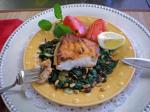 Sea Bass on Spinach With Raisins and Pine Nuts recipe
