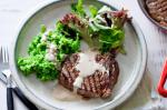 American Steak With Crushed Peas and Peppercorn Sauce Recipe Dinner