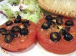 American Broiled Tomatoes With Olives and Garlic Appetizer