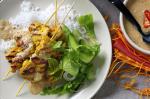 American Satay With Peanut Sauce and Cucumber And Mint Salad Recipe Drink