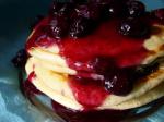 American Blueberry Sour Cream Pancakes With Blueberry Sauce Breakfast