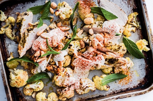 American Roast Chicken With Cauliflower And Tahini Recipe Appetizer