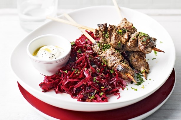 American Sumac And Yoghurt Lamb Kebabs With Raw Beetroot Salad Recipe Dinner