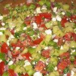 Canadian Greek Salad and Its Sauce with Lemon and Herbs Appetizer