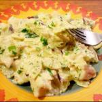 Farfalle with Grilled Chicken Pancetta and Red Onion Sauce recipe