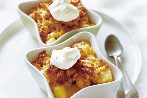 American Apple And Custard Crumble Recipe Dessert