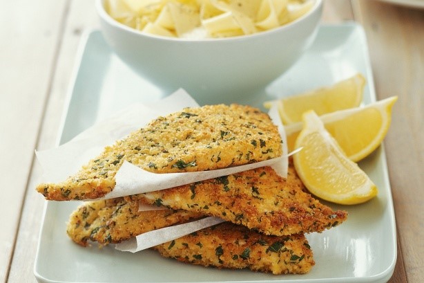 American Lemon And Herb Chicken Schnitzels Recipe Dinner