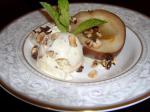 American White Wine Roasted Pears With Hazelnut Ice Cream Dessert