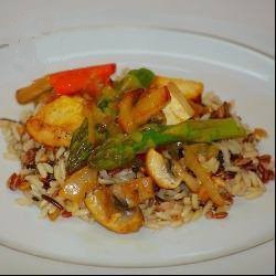 American Rice with Asparagus and Tofu Dinner