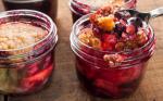 American Strawberryblueberry Crisp Baked in a Jar Recipe Dessert