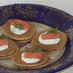 Russian Blinis russian Pancakes of Flour Gryczanej with Smoked Salmon Breakfast