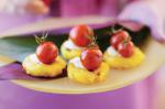 American Sweet Polenta Corn Cakes With Balsamic Tomatoes Recipe Appetizer