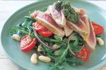 American Tuna Bean and Roasted Tomato Salad With Pesto Dressing Recipe Appetizer