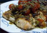 American Panseared Crusted Salmon With Cherry Tomatoginger Sauce Dinner