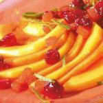 American Salad of Mango and Papaya with Cranberry Sauce 2 Dessert