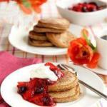 British American Pancakes with Sweet Red Fruit Dessert