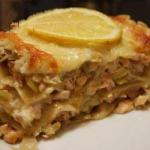 American Lasagna with Salmon and Leek Appetizer