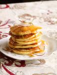 American Buttermilk Pancakes with Fresh Coconut and Kaffir Lime Maple Syrup Appetizer