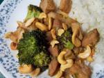 American Stir Fried Pork With Broccoli and Cashews Dinner
