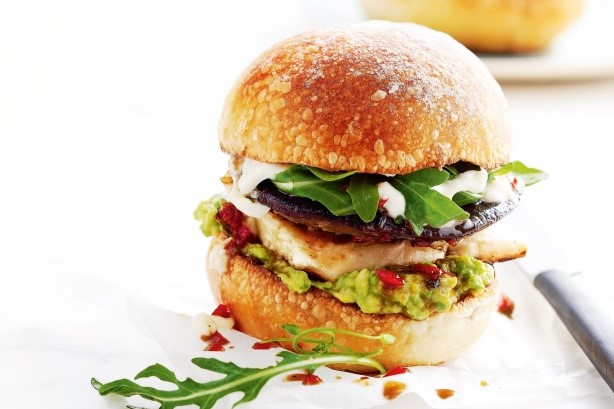 American Panpickled Mushroom And Haloumi Burgers Recipe Dessert