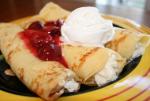 American Cream Filled Crepes With Tart Cherry Sauce Breakfast