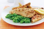American Crisp Fish With Green Pea Mash And Potato Wedges Recipe Dinner
