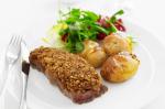 American Grilled Steak With Mushroom Crust And Potato Smash Recipe Dinner