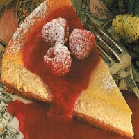 Australian Buttermilk Cheesecake With Raspberry Sauce Dessert