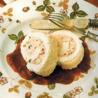 Pavlova Roll With Raspberry Coulis  recipe