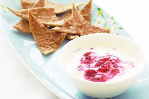 American Cinnamon Crisps With Raspberry Dip Recipe Dessert