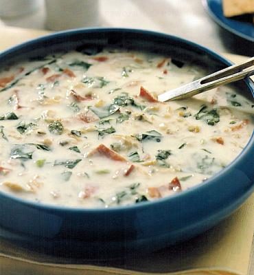 Canadian Clam Chowder With Greens Soup