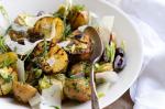 American Warm Grilled Potato Salad With Olives And Parmesan Recipe Appetizer