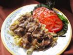 American Slowcooker Beef Tips and Noodles Dinner