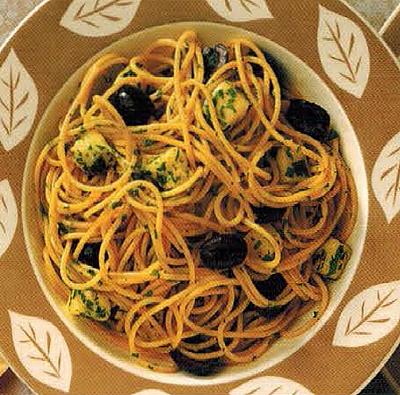 Italian Olive And Mozzarella Spaghetti Dinner