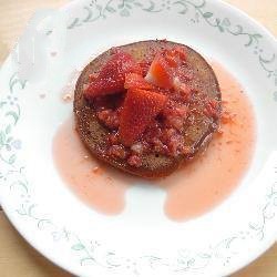 American Pancake of Chocolate with Syrup of Strawberry Breakfast