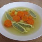 American Maultaschen Soup with Carrot Appetizer